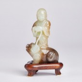 A Pale Celadon and Russet Jade