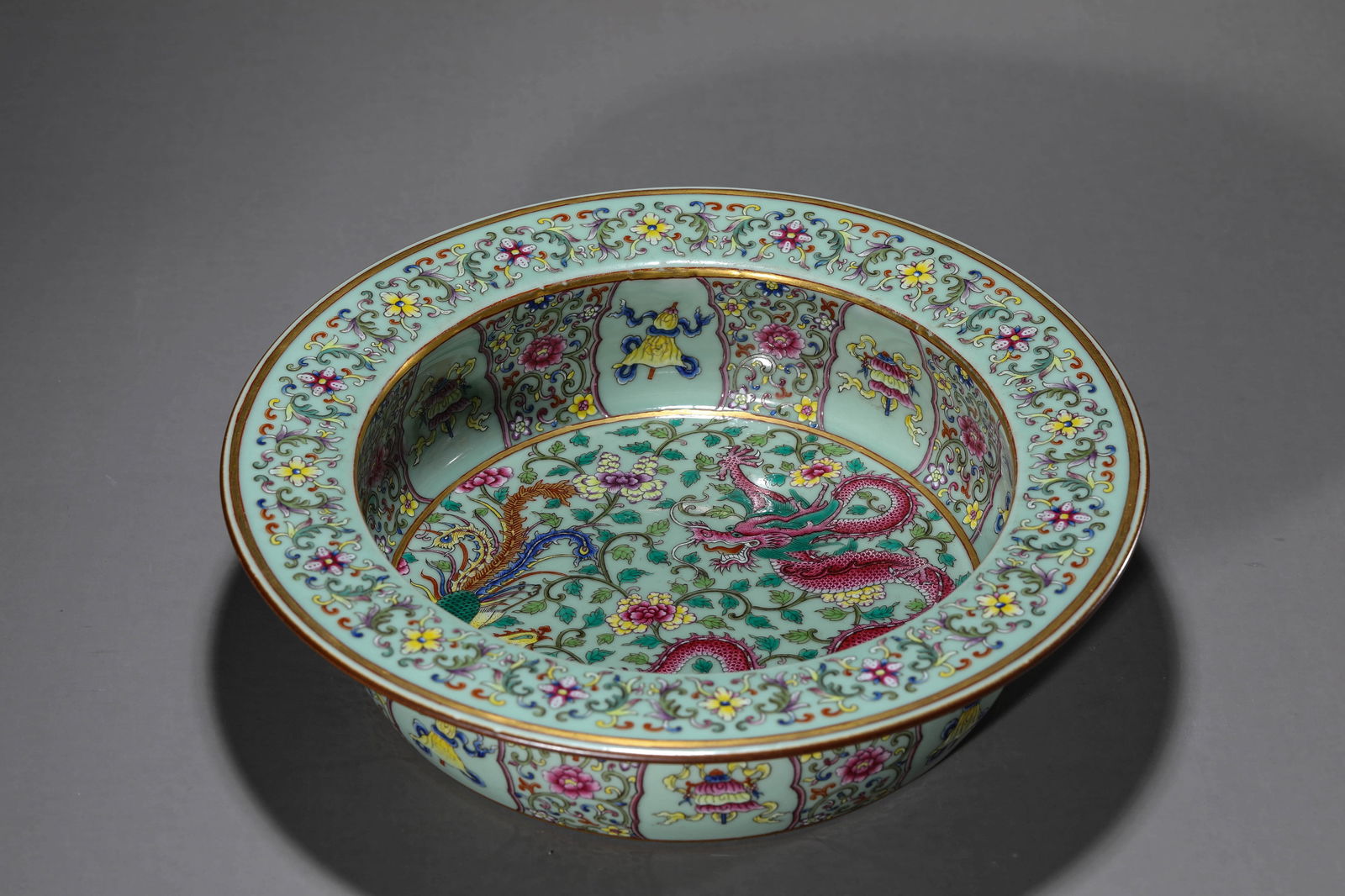 A PALE CELADON GLAZE FAMILLE ROSE