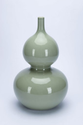 A PALE CELADON-GLAZED GOURD-SH