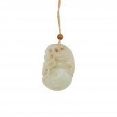 A PALE CELADON JADE 'DOUBLE GO