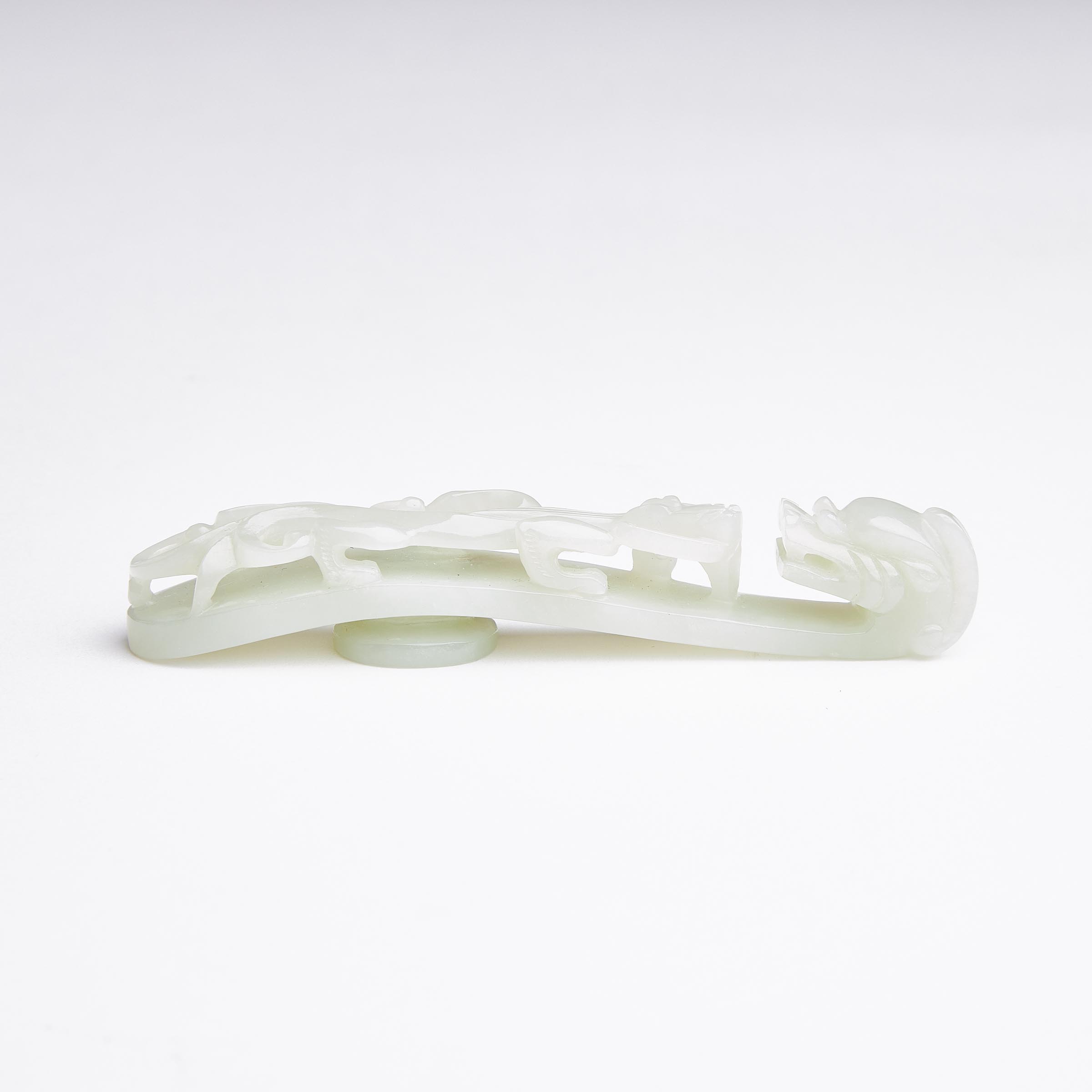 A Pale Celadon Jade 'Dragon' Belt