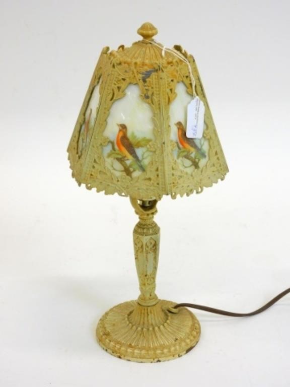 A PANEL BOUDOIR LAMP. HEXAGONAL