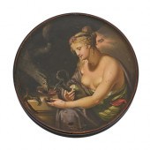 A papier mache snuff box and c