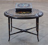 A PAPIER MACHE TABLE TOP & A W