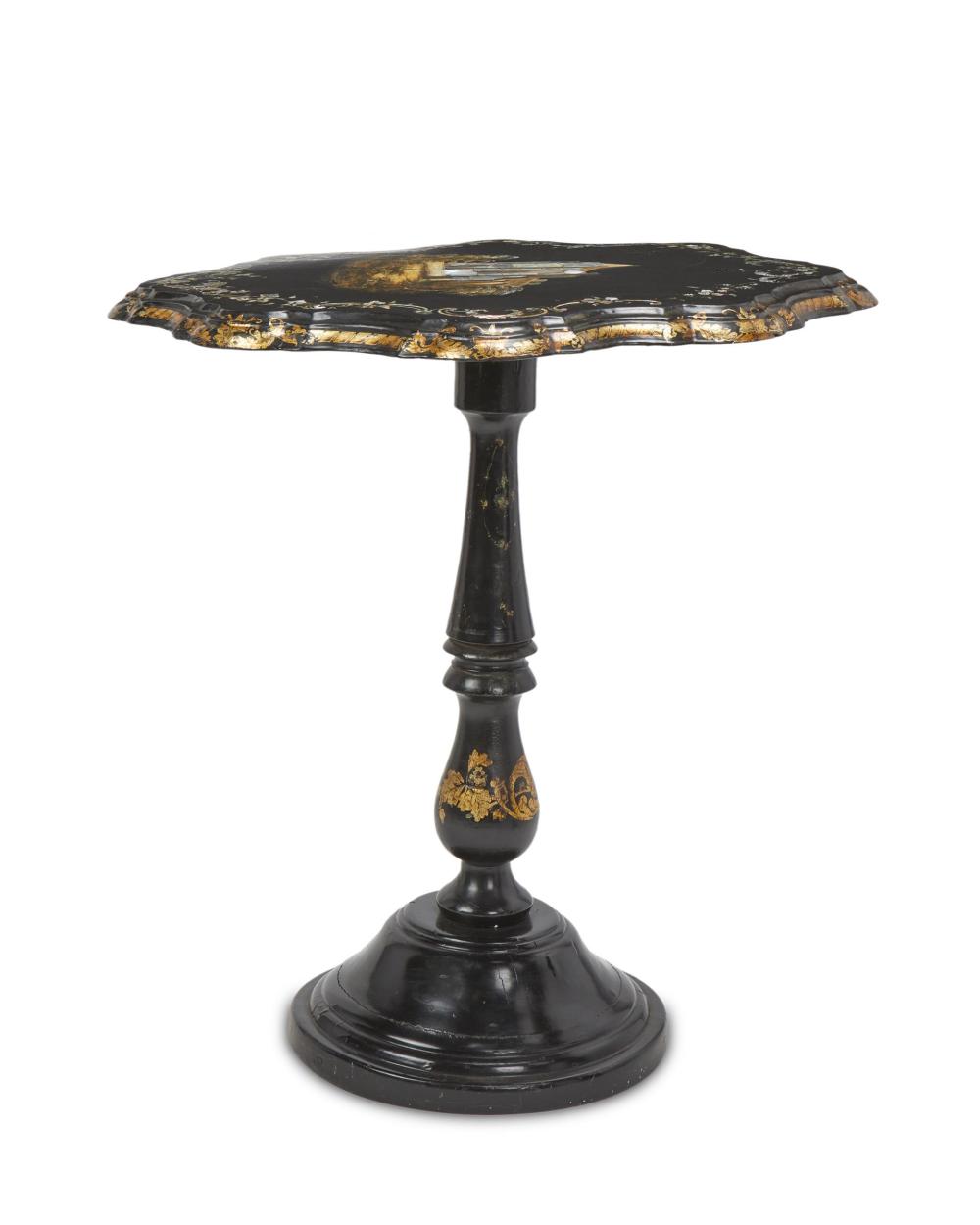 A PAPIER-MâCHé TILT-TOP TABLEA