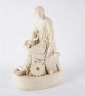 A parian figure of a seated wo