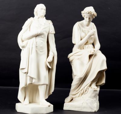 A parian figure of Schiller holding