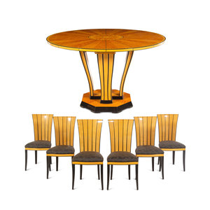 A Part-Ebonized Birch Dining Set