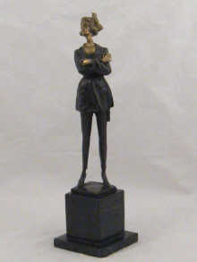 A part gilded bronze of a lady in
