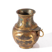 A PARTLY GILT SILVER POT<br>A