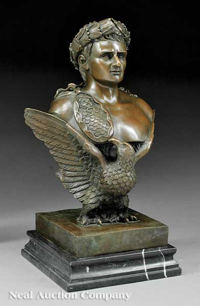 A Patinated Bronze Bust of Caesar