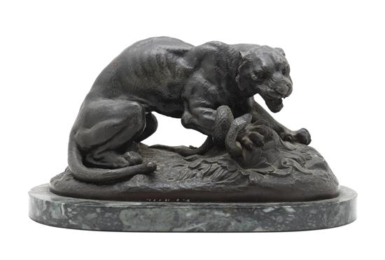 A Patinated Bronze Figural Group