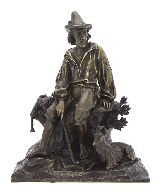 A Patinated Bronze Figural Group