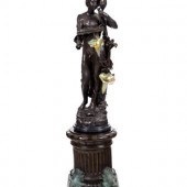A Patinated Bronze Figural Lam