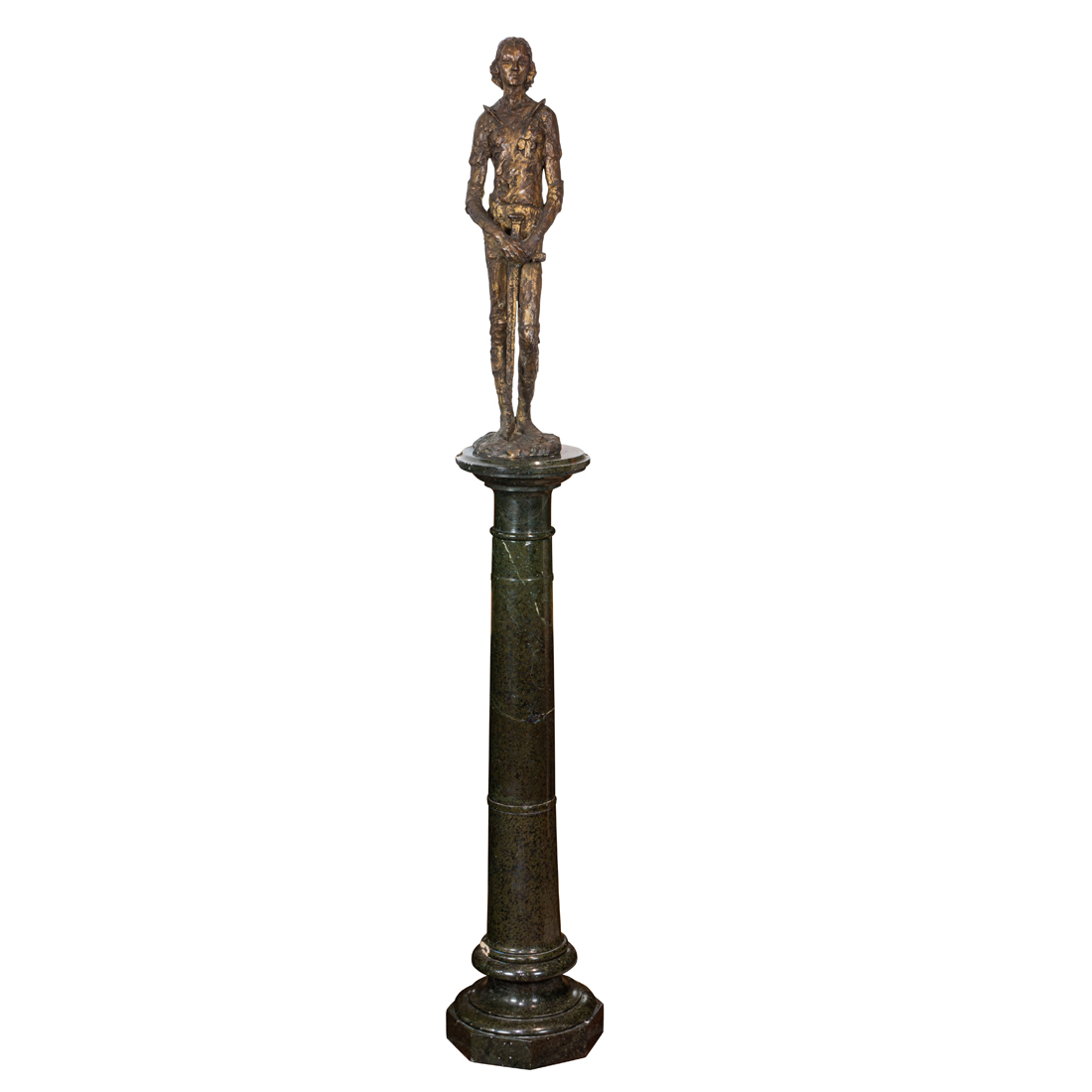 A PATINATED BRONZE FIGURE OF JOAN