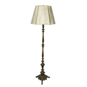 A PATINATED BRONZE FLOOR LAMP