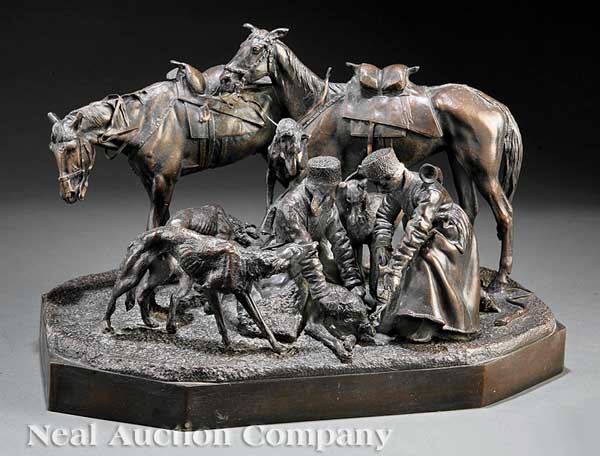 A Patinated Bronze Sculpture of a