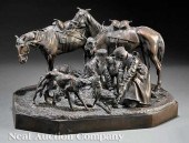 A Patinated Bronze Sculpture o