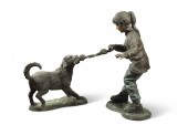 A PATINATED BRONZE TWO PIECE F
