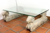 A PATINATED METAL AND GLASS MO