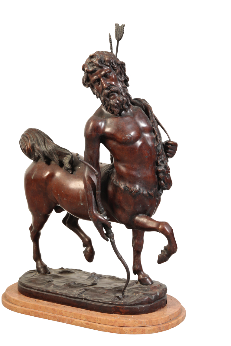 A PATINATED METAL MODEL OF A