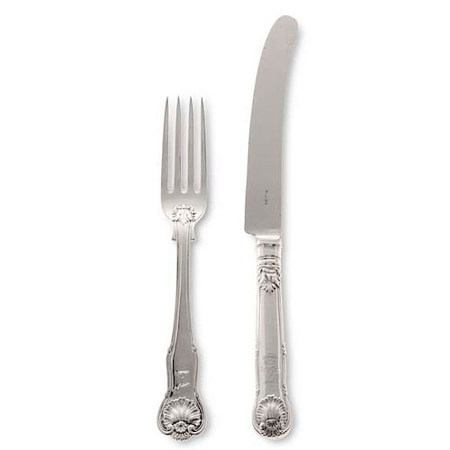 A PAUL STORR SILVER FLATWARE SET