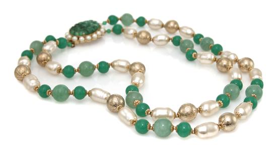 A Pauline Rader Faux Pearl and Jade