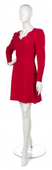 * A Pauline Trigere Red Wool C
