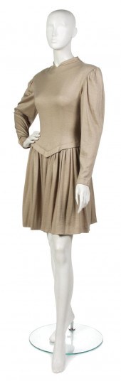 * A Pauline Trigere Taupe Cash