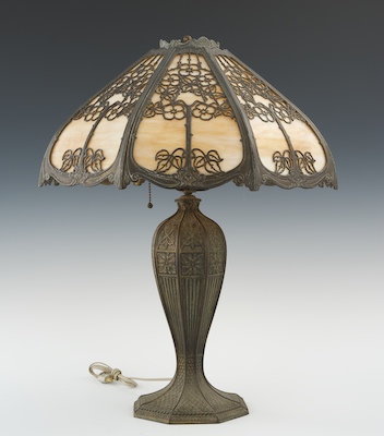 A Peach Color Slag Glass Lamp