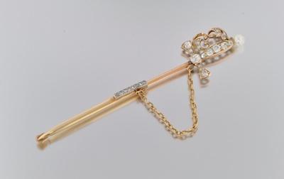 A Pearl, Diamond, and 14k Gold
