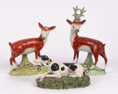 A pearlware figure of a recumbent