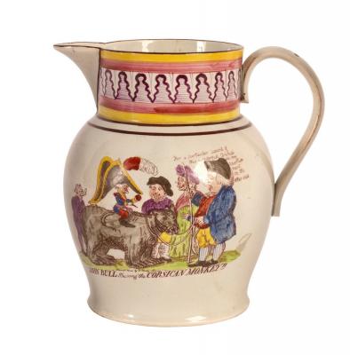 A pearlware jug depicting John Bull