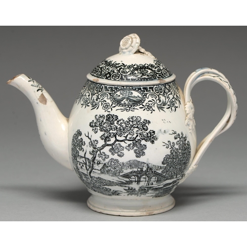 A pearlware teapot and cover,