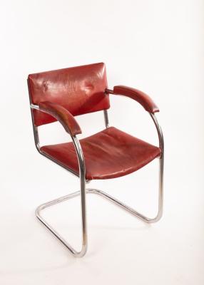 A Pel chrome framed desk chair, the
