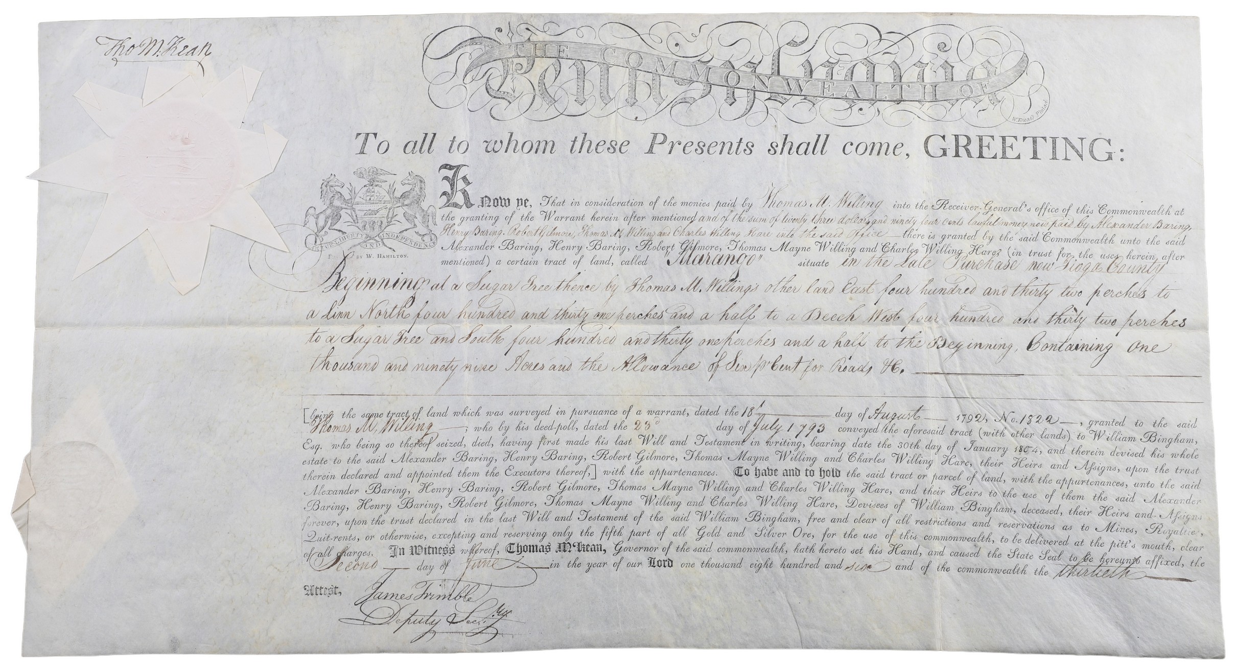 A Pennsylvania land grant on