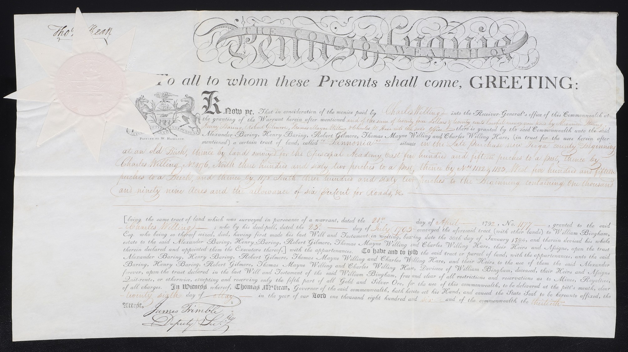 A Pennsylvania land grant on