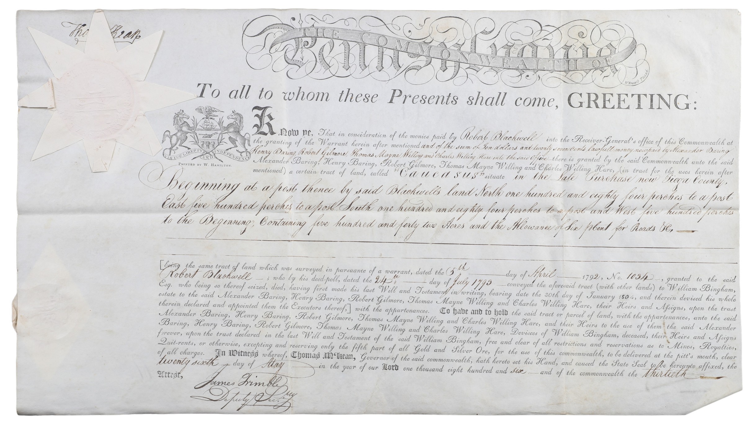 A Pennsylvania land grant on