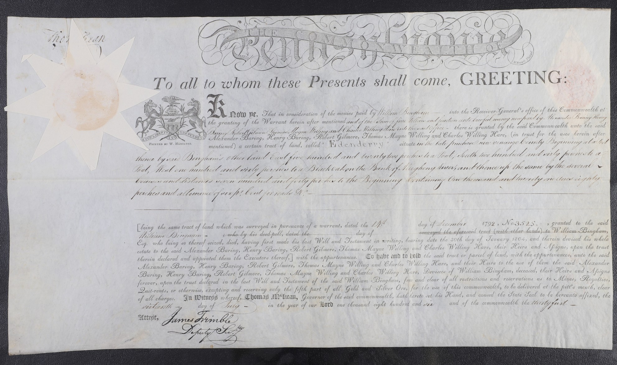A Pennsylvania land grant on