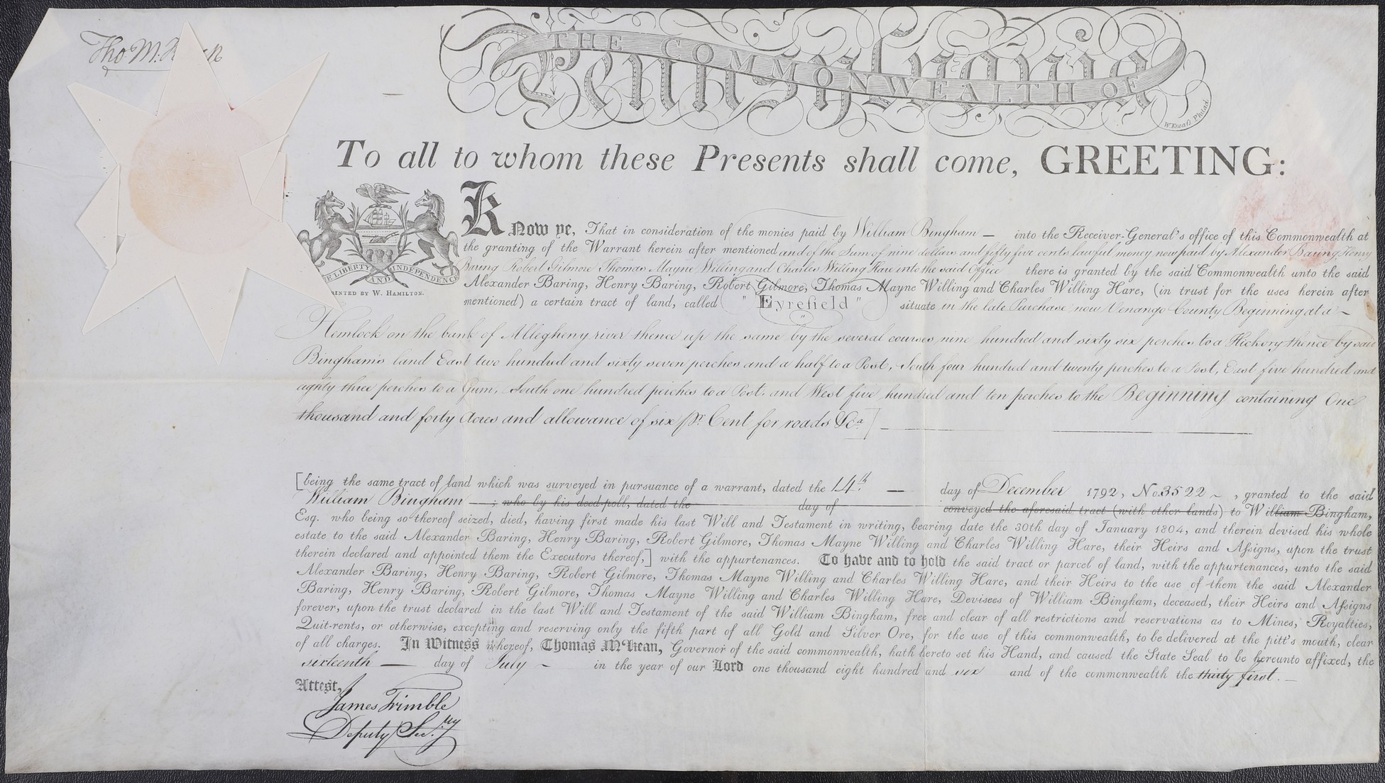 A Pennsylvania land grant on