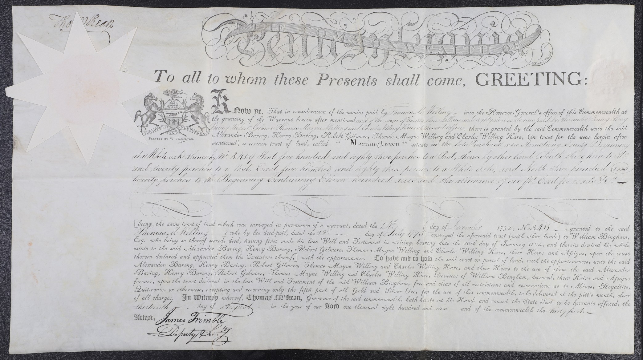A Pennsylvania land grant on