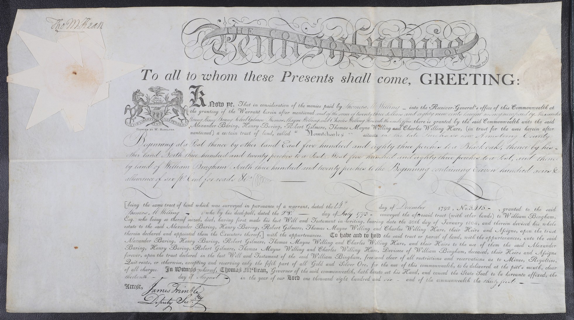 A Pennsylvania land grant on