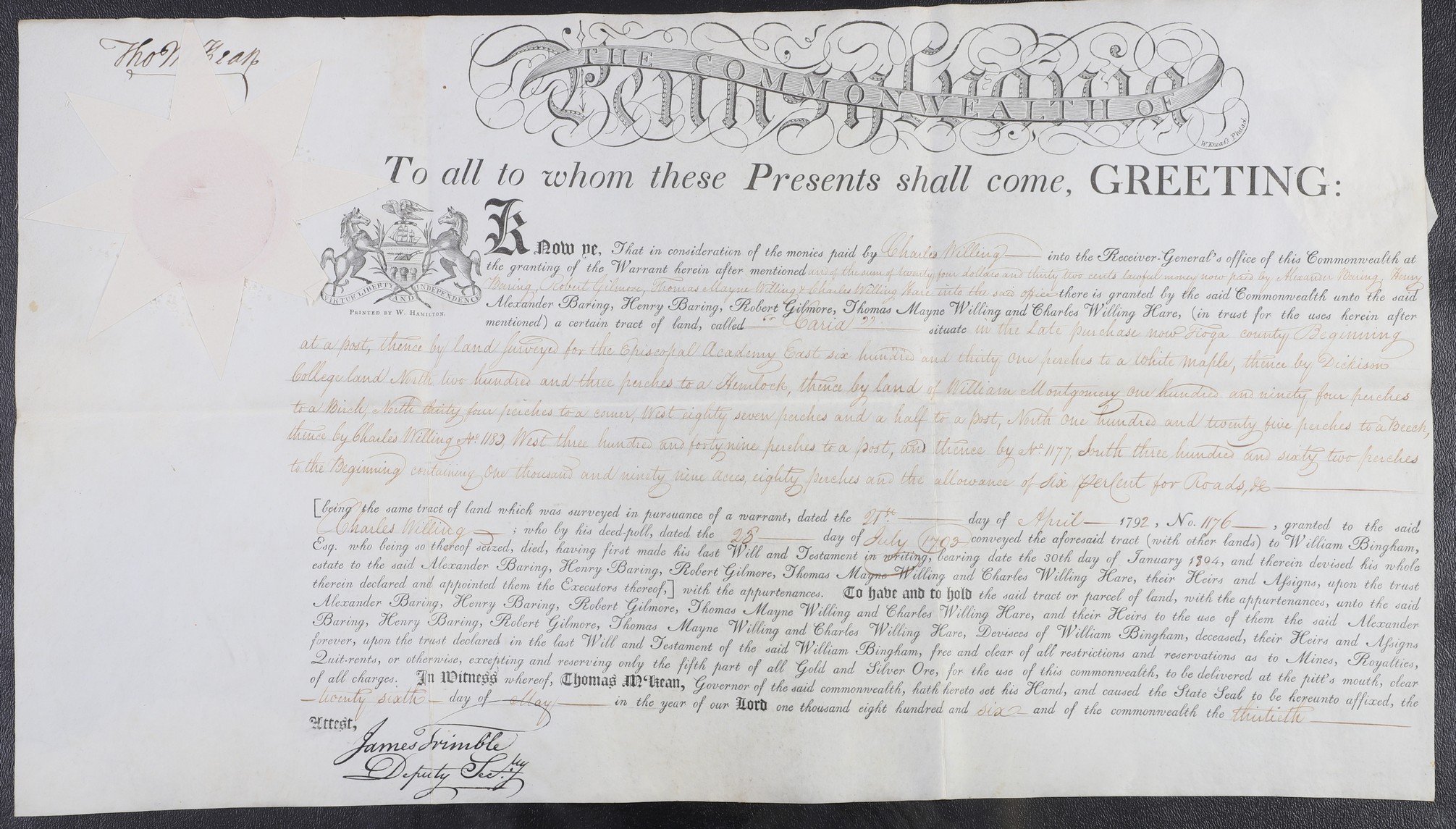 A Pennsylvania land grant on