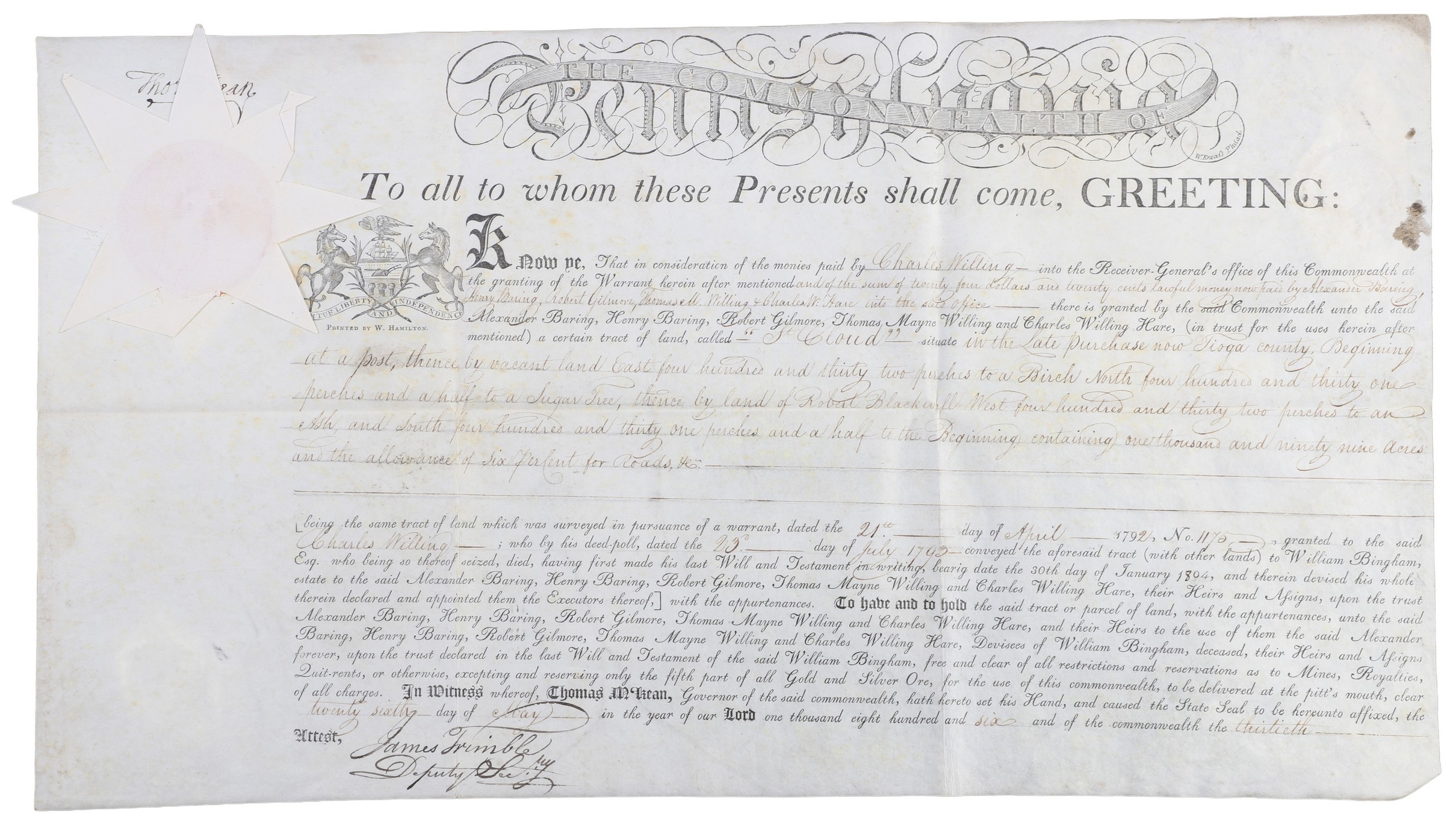 A Pennsylvania land grant on