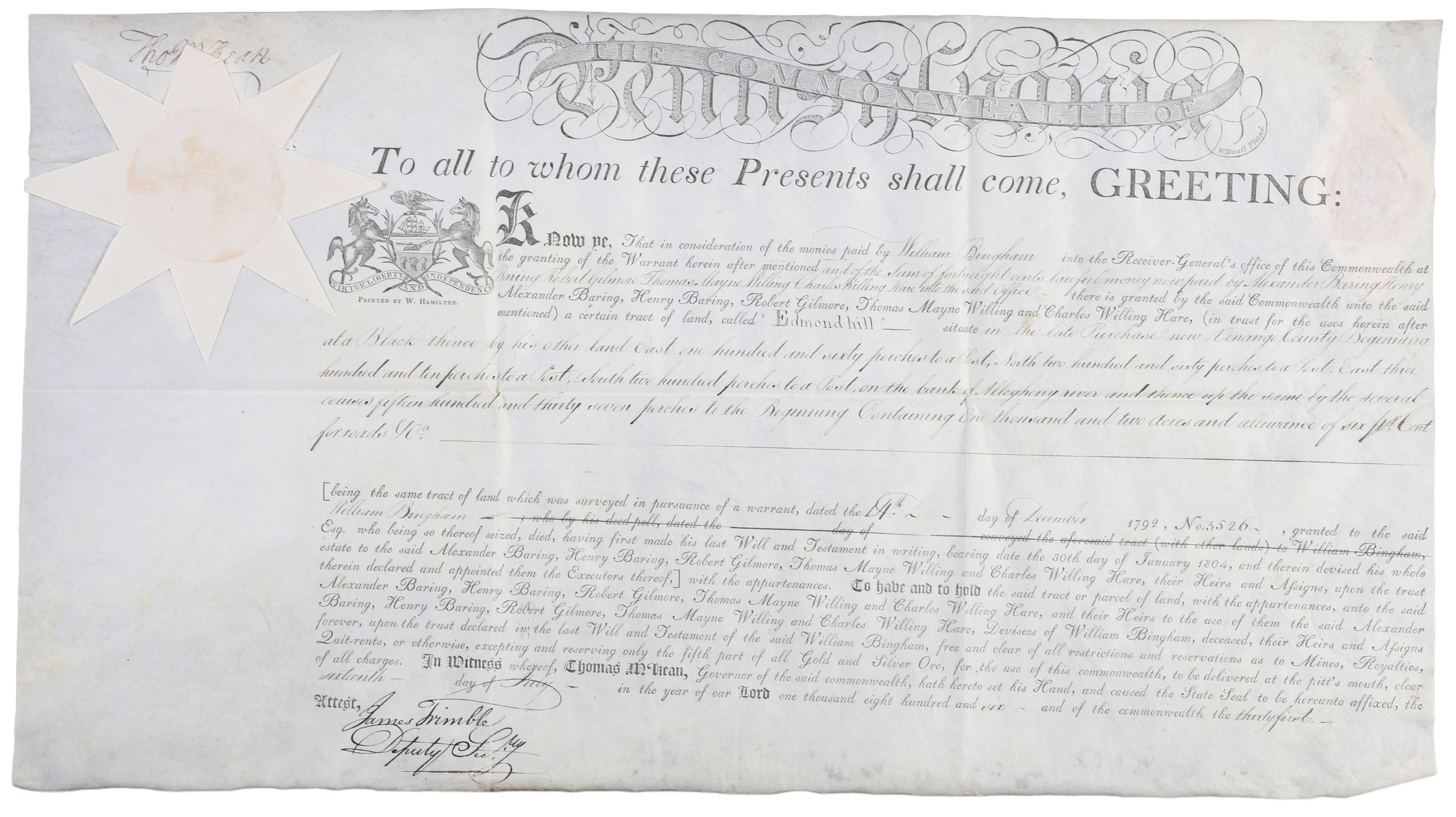 A Pennsylvania land grant on