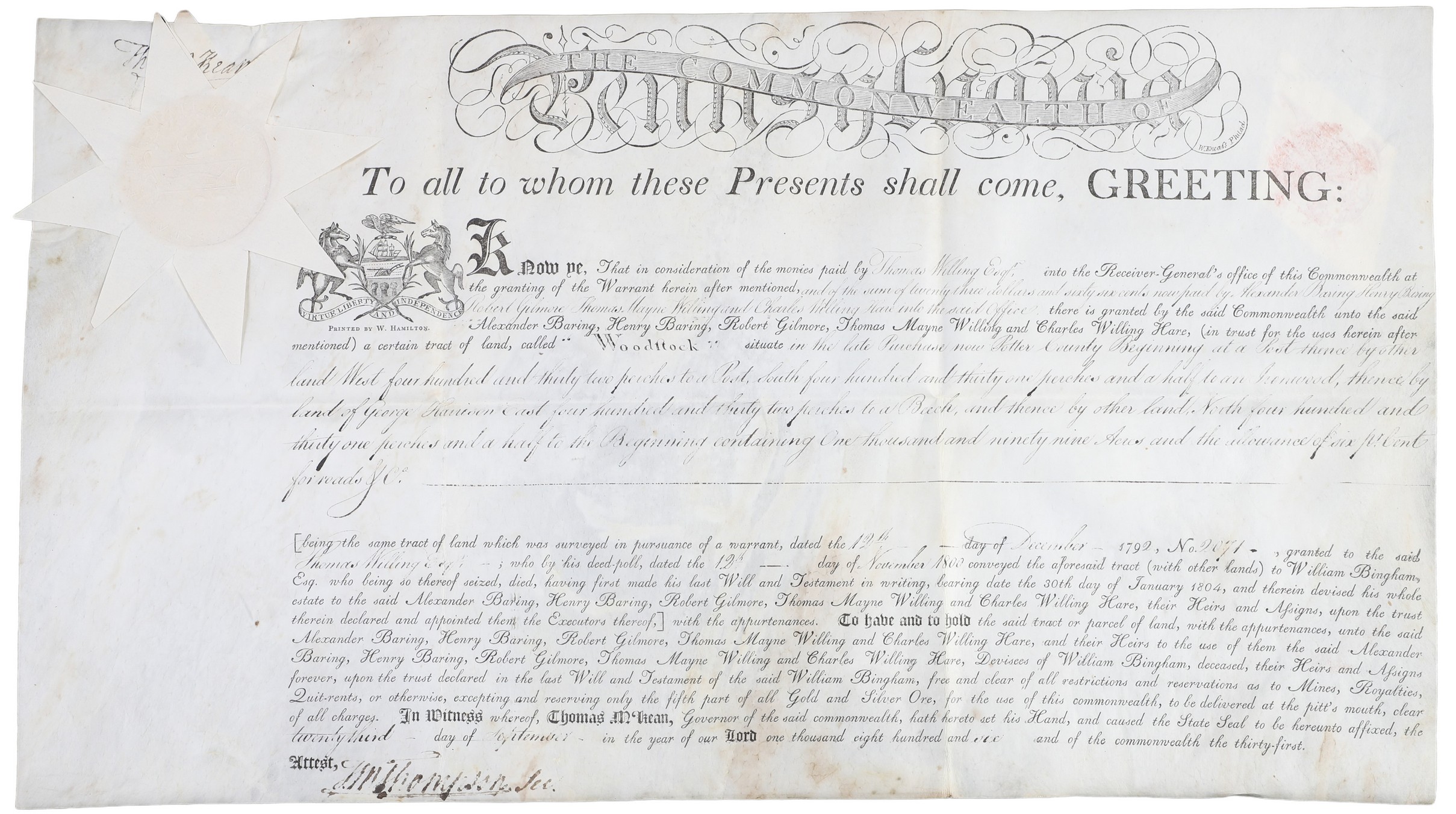 A Pennsylvania land grant on