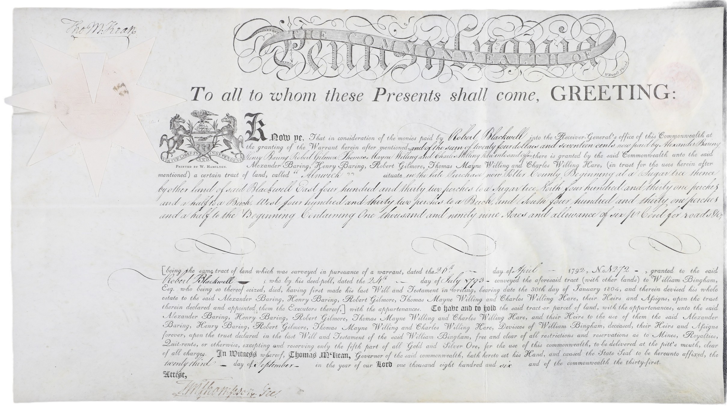 A Pennsylvania land grant on