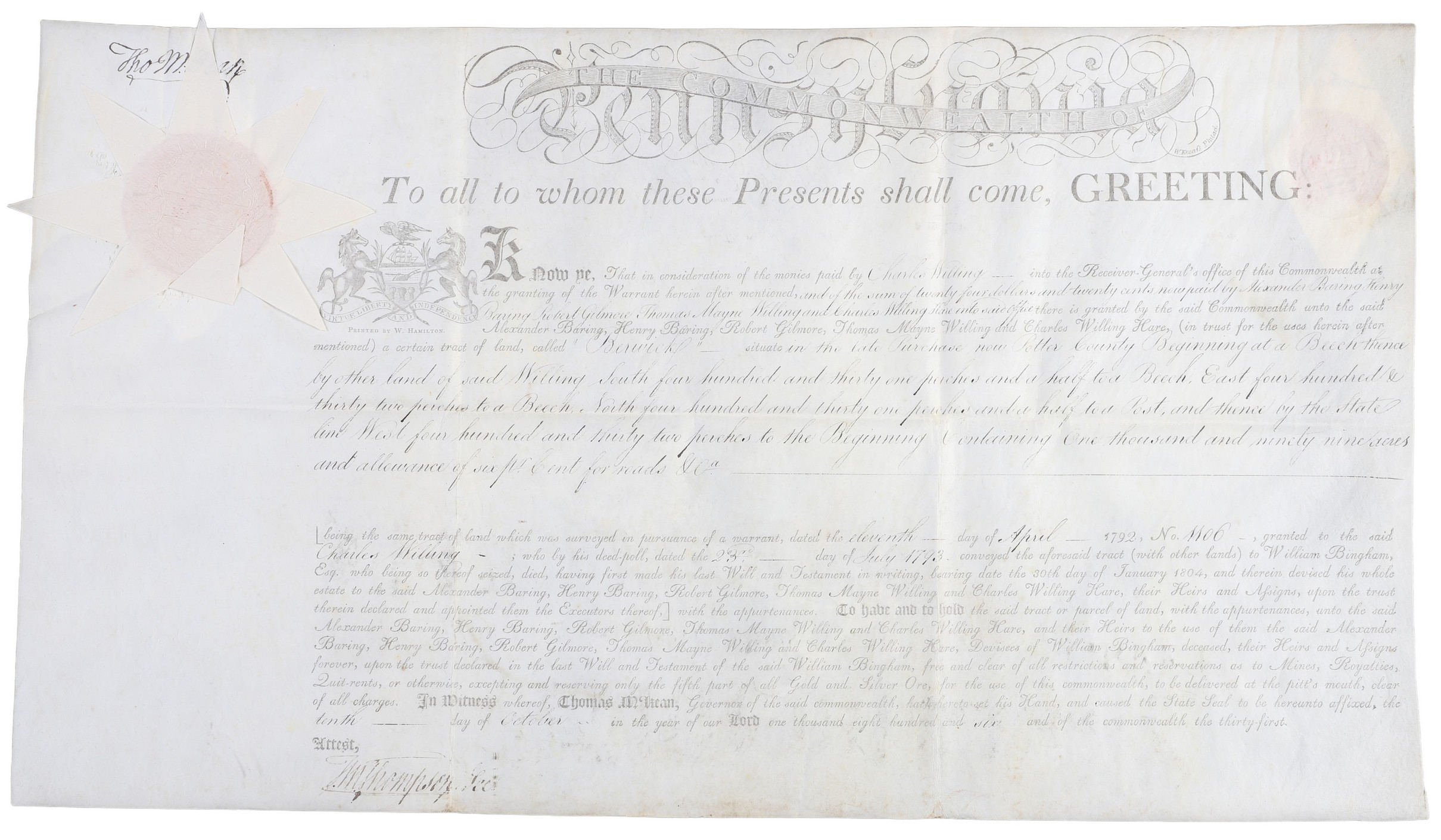 A Pennsylvania land grant on
