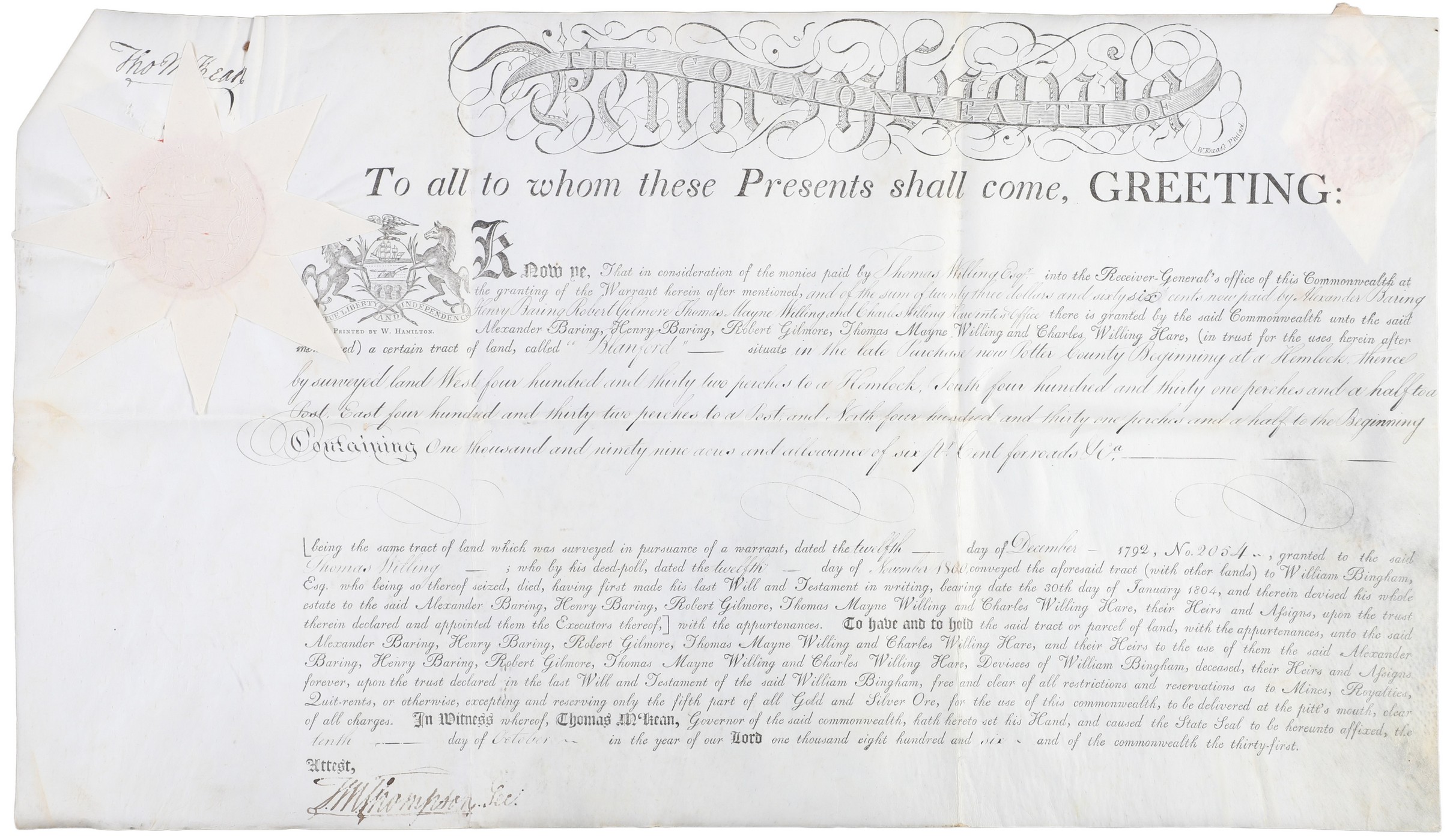 A Pennsylvania land grant on