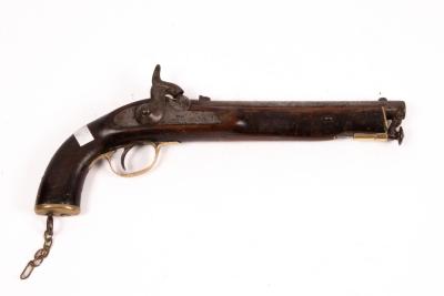 A percussion cap pistol, the lock